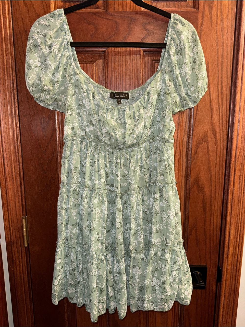 Trixxi Sage Green Floral Mini Dress